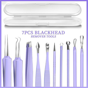 Kit de 7 Piezas de Acero Inoxidable para Eliminar Puntos Negros, Extractor de Espinillas y Comedones, Set de Cuidado Facial con Estuche de Almacenamiento - Product Image 2