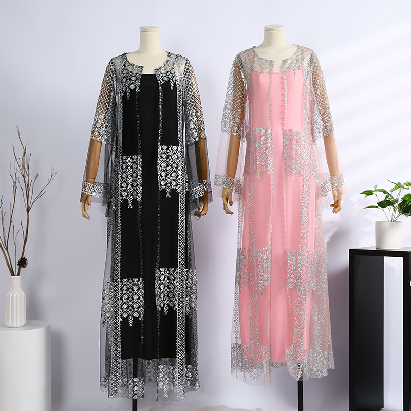 Wholesale Sequin Mesh Suit Sequined Long Sleeve Evening Dress for Women's Dresses