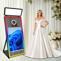 Miroir Photobooth à Impression Instantanée avec Écran Tactile 43 Pouces, Cadre LED, Machine Photobooth Portable pour Selfie Magique