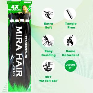 Nouvelle conception 4X 60 pouces, perruques synthétiques Afro Yaki pré-étirées, mèches <span class=keywords><strong>de</strong></span> cheveux naturels, tresses Jumbo Box, queues <span class=keywords><strong>de</strong></span> <span class=keywords><strong>cheval</strong></span>, extensions <span class=keywords><strong>de</strong></span> cheveux au crochet - Product Image 5