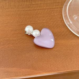 Pinzas <span class=keywords><strong>de</strong></span> pelo en forma <span class=keywords><strong>de</strong></span> corazón <span class=keywords><strong>de</strong></span> perla dulce coreana para mujeres y niñas, accesorios <span class=keywords><strong>de</strong></span> horquilla hechos a mano <span class=keywords><strong>de</strong></span> princesa a la moda, joyería para el cabello - Product Image 4