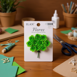 ILAN Flores, 20cm, 12 Piezas, Flores de Papel Verde para Manualidades y Decoración - Product Image 3