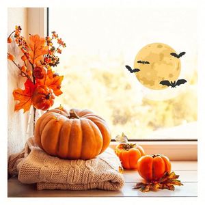 Vinilo Adhesivo Decorativo para Ventana con Diseño de Murciélagos Lunares de Halloween, Decoración para Tiendas y Hogar - Product Image 1
