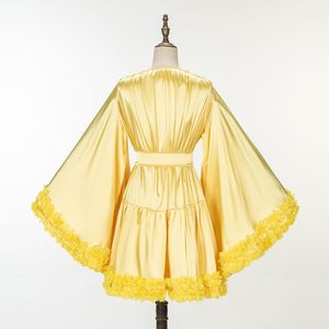 Bata de baño de manga larga para mujer, lencería corta, batas nupciales para novia, para sesiones de fotos de maternidad - Product Image 4