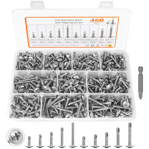 Tapping Screws 410 Stainless Steel Phillips Head Round Washer Drill Self Drilling Screw Set For Metal Imperial Size - Product Image 4