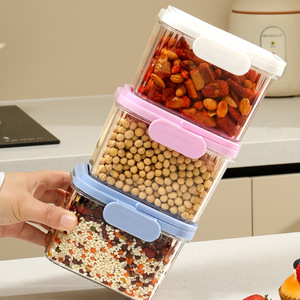 Stackable Food Container Plastic Rectangle Clip On Lid Kitchen Freshness Preservation Storage Box For Dry Goods - Product Image 1