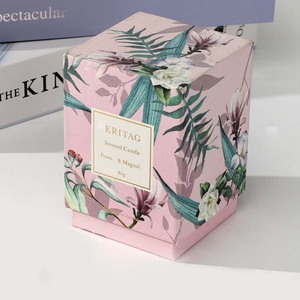 Caja de velas plegable de cartón rosa con revestimiento UV en relieve de laminación mate para embalaje de velas Premium - Product Image 6