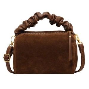 Túi đeo chéo nữ thời trang cao cấp chất liệu da lộn phối vải, kiểu dáng retro, sang trọng, có ngăn đựng ví - Product Image 1