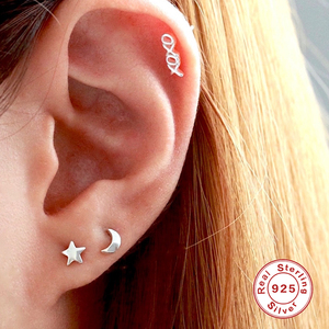 ROXI 2021 Bijoux minimalistes en argent sterling 925, boucles d'oreilles clous lune et étoile, style simple et mignon - Product Image 6
