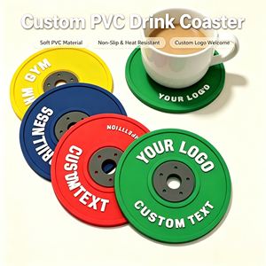 Posavasos de Vinilo PVC Personalizados Baratos de Fábrica, Posavasos Absorbentes Promocionales <span class=keywords><strong>para</strong></span> Gimnasio, Posavasos 3D con Forma de Mini Barra de Pesas - Product Image 1