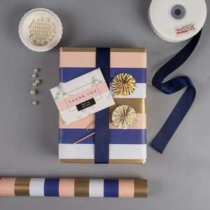 Custom Striped <b>Pattern</b> Gift Wrap <b>Paper</b> Roll Double Sided PE Coated Art <b>Paper</b> 100GSM Eco-Friendly Recyclable Digital Printing - Product Image 4