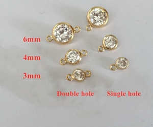 Conector de Joyería Vintage para Pulsera y Collar Permanente con Piedra de Nacimiento de Circonita, Relleno de Oro de 14K, Engaste de Bisel, Dijes que No se Deslustran - Product Image 5