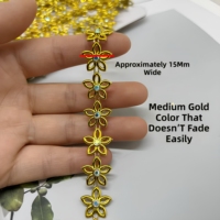 Cadena de diamantes de imitación pequeños con forma de estrella pentagonal, 10 tamaños, al por mayor, adorno de plástico con diamantes de imitación, cadena de cristal brillante para accesorios de ropa DIY