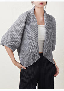 Miyake 2025 Women's Breathable <b>Vintage</b> Casual <b>Cardigan</b> Coats European American Style Three-Dimensional Pleated Top Large - Product Image 5