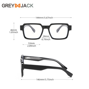 Lunettes anti-lumière bleue rectangulaires de style coréen Greyjack, monture Tr90, verres Ac, lunettes optiques unisexes K028OP - Product Image 5