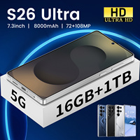 5G S26 Ultra Global pemasok jumlah besar pengisian cepat pembuka kunci wajah 7.3 inci 16Gb + 1TB 108MP 8000mah ponsel pintar Android 14 Premium