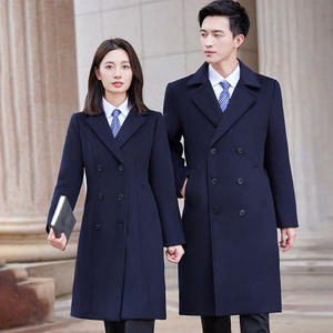 معطف صوف احترافي سميك بتصميم مخصص للرجال والنساء، بقصة ضيقة ومزدوج الصدر، مناسب كزي رسمي للاستقبال في الفنادق وللأعمال والتنقل اليومي - Product Image 2