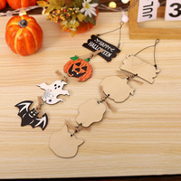 Décoration suspendue en bois MM Citrouille Fantôme pour porte d'Halloween, pour fête effrayante, Halloween ou la maison hantée, vente en gros usine