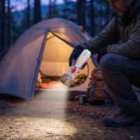 Lampe torche LED rechargeable solaire avec USB Type-C, lumière latérale, stroboscope rouge et bleu, lumière principale pour le camping et les activités de plein air
