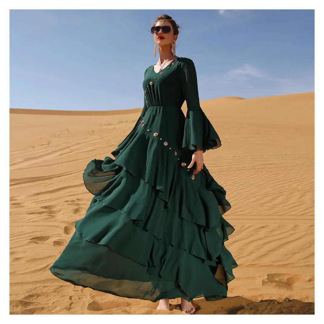 SIPO Abhayas – robe de soirée en mousseline de soie pour femme, vêtement musulman, grande taille