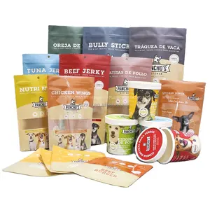 कस्टम मुद्रित पर्यावरण के अनुकूल पुनर्निर्मित खाद्य ग्रेड क्राफ्ट पेपर कैनवन शाही बिल्ली कुत्ते पालतू भोजन पैकेजिंग बैग खिड़की के साथ भोजन पैकेजिंग बैग पाउच