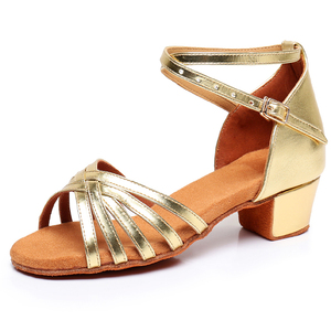 Zapatos <span class=keywords><strong>de</strong></span> <span class=keywords><strong>baile</strong></span> <span class=keywords><strong>de</strong></span> <span class=keywords><strong>Salsa</strong></span> Latino para niños, calzado <span class=keywords><strong>de</strong></span> tacón cubano <span class=keywords><strong>de</strong></span> PU dorado - Product Image 1
