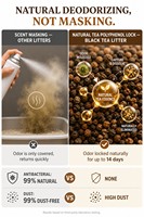 Litière pour chat au thé noir, naturelle, biodégradable, écologique, contrôle des odeurs, neutralisation de l'ammoniac, agglomérante à base de plantes, tenue 14 jours