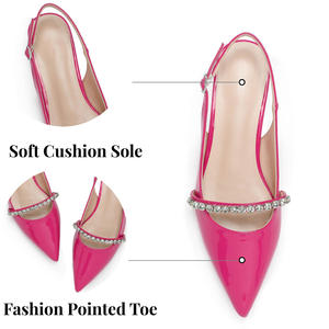 Ballerines à bride arrière pour femmes, élégantes, bout pointu avec strass, confortables, respirantes, faciles à enfiler - Product Image 2