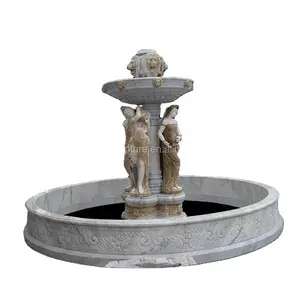 Jardin 1 rangée marbre tête de lion et dames statue fontaine avec lavabo rond