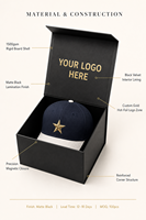 Boîte à casquette et boîte à chapeau de luxe faite à la main, en carton rigide magnétique, avec logo imprimé personnalisé, finition mate, en forme de livre, pour casquette de baseball