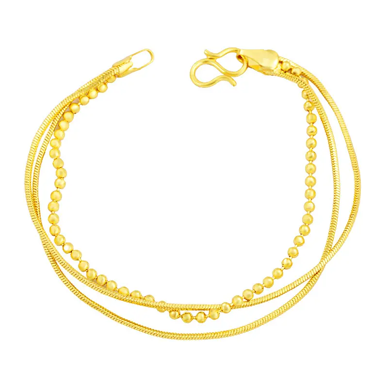 24K Pure Gold Bracelet Real 999 Solid Gold Bangle Simple Fashion Beautiful Bead Trendy Classic Party Jewelry