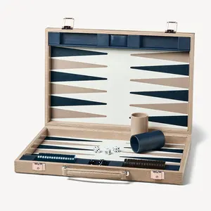 Fábrica OEM ODM Backgammon Set Cuero 15 17 21 pulgadas Personalizado Madera Damas grandes Campeonato Doblar Cubo Mesa Juegos de ajedrez