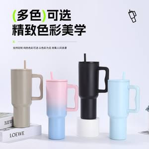 Venta al por mayor: Vaso térmico de acero inoxidable de 900 ml con asa y pajita para café, botella de agua al vacío, ideal para el hogar y exteriores. - Product Image 2