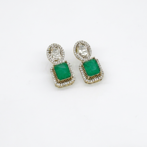 10232 Moissanite Kundan <b>Earrings</b> Doublet stone Mehandi Plated <b>Stud</b> <b>Earrings</b> Zircon Inlay Geometric Jewelry for Party Wedding - Product Image 1