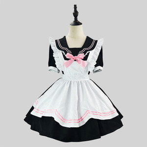 Japanese JK Sailor Maid Costume Black Polyester Fresh Sweet Style Cosplay Outfit Winter 2023 - Product Image 1