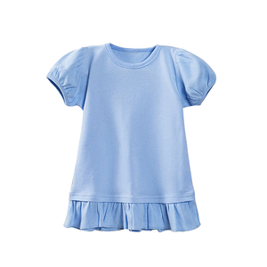 Camiseta esencial para niña, manga corta, mangas abullonadas, picardías, Túnica, camiseta, blusa básica, camisetas personalizadas para niña de cumpleaños de años de 2017 - Product Image 1