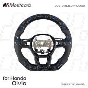 Volant personnalisé en fibre de carbone forgée bleue pour Honda Civic Si Accord Type-R FL5 CR-V 11e génération 2022-2026 - Product Image 2