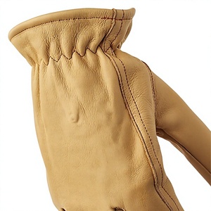 Cowhide Grain Leather Work <b>Gloves</b> Elastic Wristlet Cuff Smooth Texture Abrasion Resistant Anti Slip Waterproof Safety <b>Gloves</b> - Product Image 5