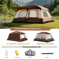 Tente de camping de plage pour 6 à 10 personnes, grande auvent avec espace supplémentaire, deux chambres et un grand hall pour les voyages en groupe