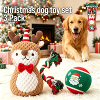 Ensemble de jouets de Noël en coton pour chien, jouets à mâcher couineurs écologiques, pack cadeau quotidien pour chiens de petite et moyenne taille, utilisation intérieure/extérieure