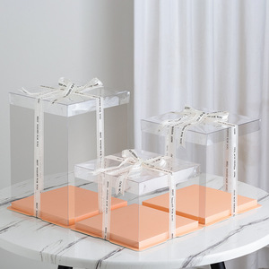 Boîte d'emballage rigide carrée transparente en plastique pour gâteau de mariage avec couvercle transparent - Product Image 6