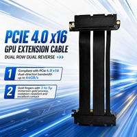 Câble Riser PCIe 4.0 X16 16GT/s Double Rangée Double Inversion 5-60cm PVC Noyau Cuivre Montage Vertical GPU Ruban