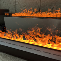 Cheminée électrique décorative à flamme LED 3D personnalisable, réglable, de luxe, 70/100/120/180/200 cm, avec vapeur d'eau