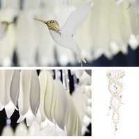Nouvelle conception de lustre de luxe pour plafond haut, modèle de villa, escalier, luminaire suspendu en céramique à fleurs