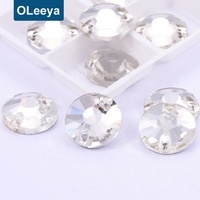 Piedras de Cristal de Strass Redondas y Planas, Color Blanco Transparente, para Coser en Disfraces de Carnaval, Venta Caliente