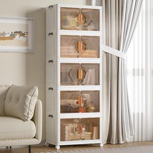 Inthetrend Collapsible Foldable <b>White</b> Modern PP+hips Plastic <b>Storage</b> <b>Cabinet</b> 1-3L Capacity 10kg Load 36x23x27cm Dimensions High - Product Image 1