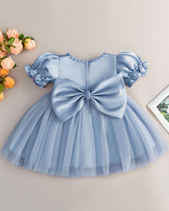 Vestito Estivo Casual da Principessa per Neonata 0-12 <span class=keywords><strong>Mesi</strong></span>, Manica Corta in Raso, Vendita all'Ingrosso - Product Image 1