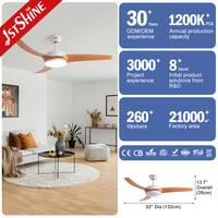 Ventilateur de plafond 1stshine 52 pouces avec pales en ABS imitation bois et lumière LED, design moderne à profil bas pour chambre à coucher