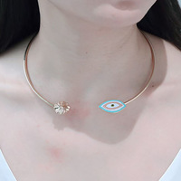 Collier en or 18 carats en laiton avec pendentif en forme d'œil maléfique imperméable à plusieurs couches, collier de mode, collier de perles baroques pour femme, OEM ODM