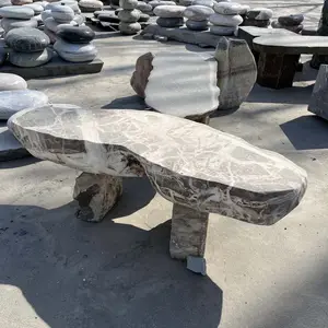 Уличные обеденные стулья из агата, мраморные каменные ножки, скамейка
